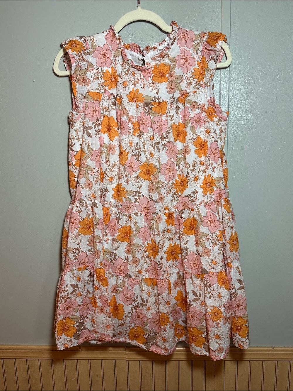 Lush Floral Swiss Dot Pink Ditsy Tiered Dress Small Boho Spring